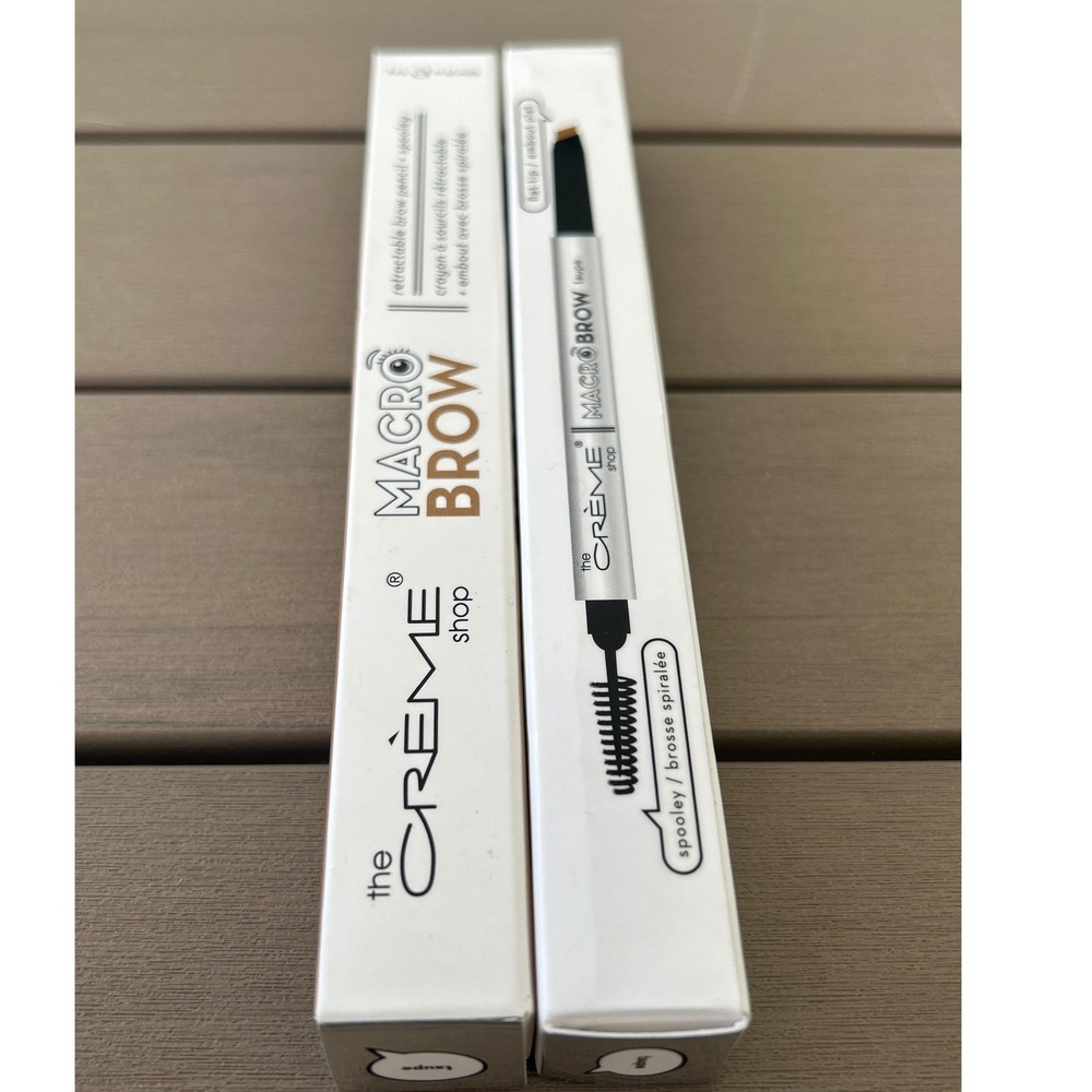 The Crème Shop Macro Brow Taupe Retractable Brow Pencil + Spoolie Brush x2